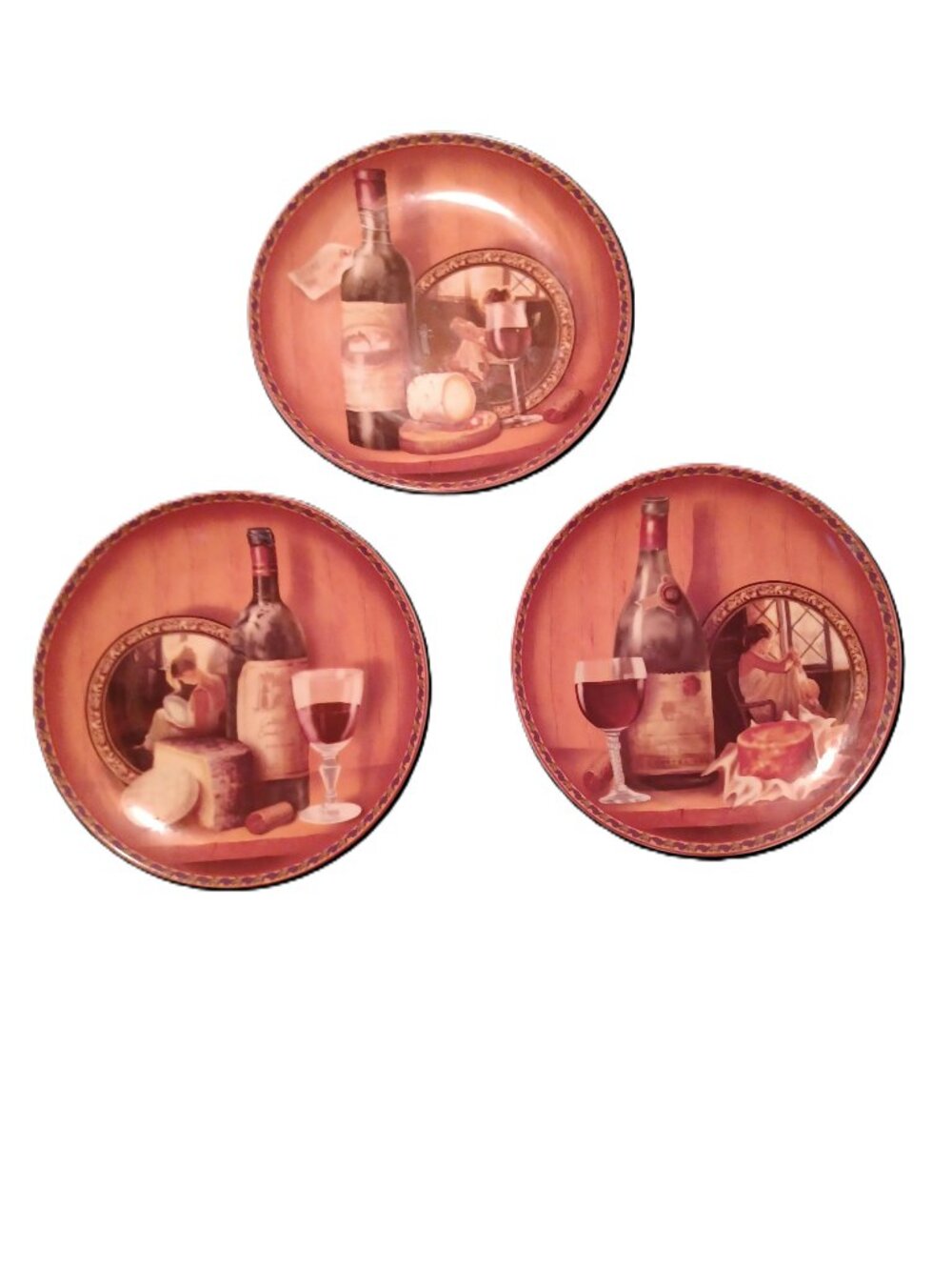 Wine Plates Gourmet Collection Formalities By Baum Brothers (Lot of 3)